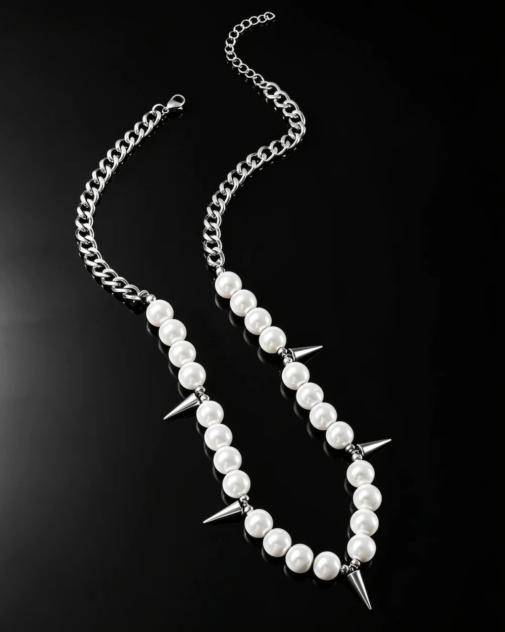 The Punk Pearl Titanium Steel Geometric Ball Necklace