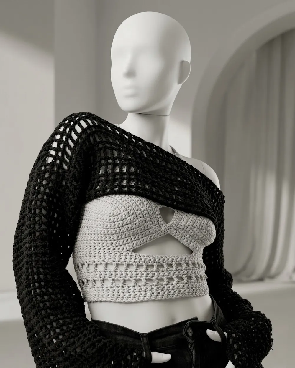 aero stitch shrug & keyhole bralette
