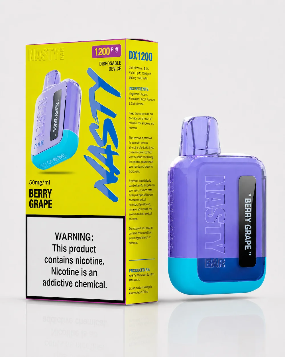 Nasty Bar Berry Grape 1200 Puffs Disposable Vape
