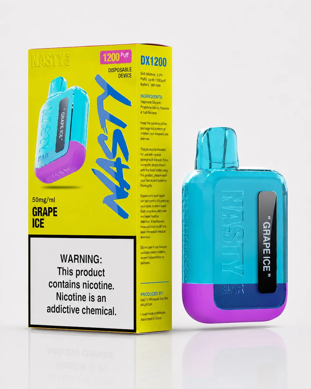 Nasty Bar Grape Ice 1200 Puffs Disposable Vape
