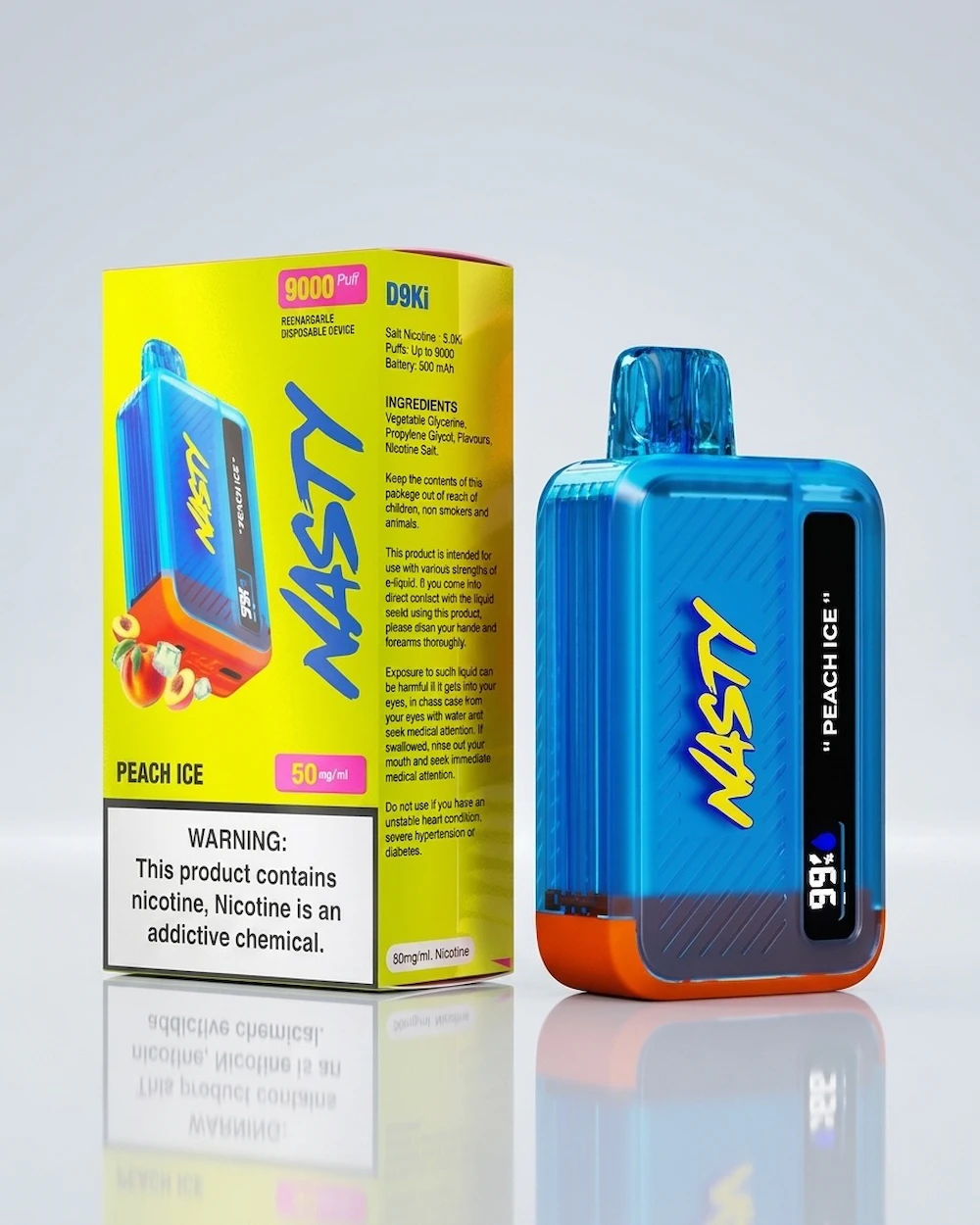 Nasty Bar Peach Ice 9000 Puffs Disposable Vape