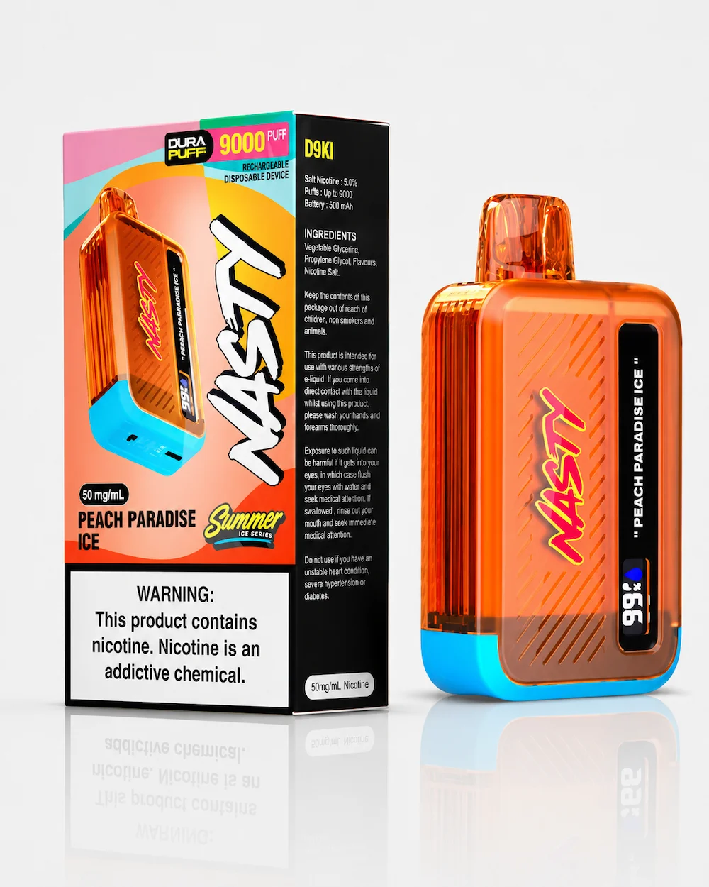 Nasty Bar Peach Paradise Ice 9000 Puffs Disposable Vape - Summer Ice Series