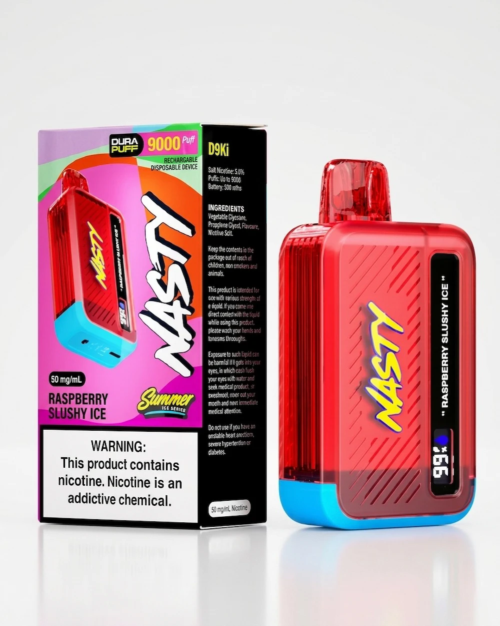 Nasty Bar Raspberry Slushy Ice 9000 Puffs Disposable Vape Summer Ice Series