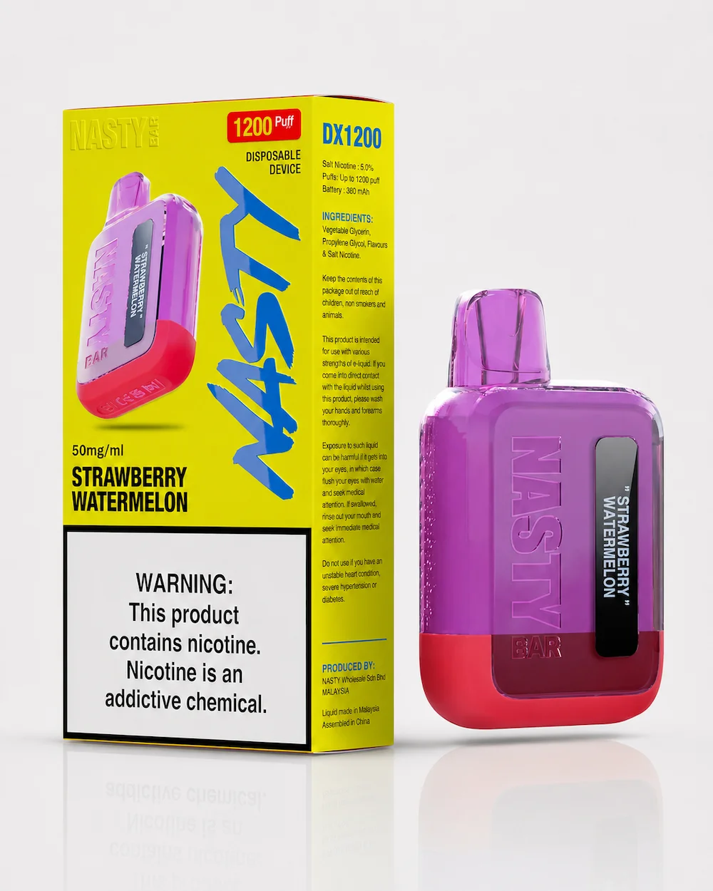 Nasty Bar Strawberry Watermelon 1200 Puffs Disposable Vape