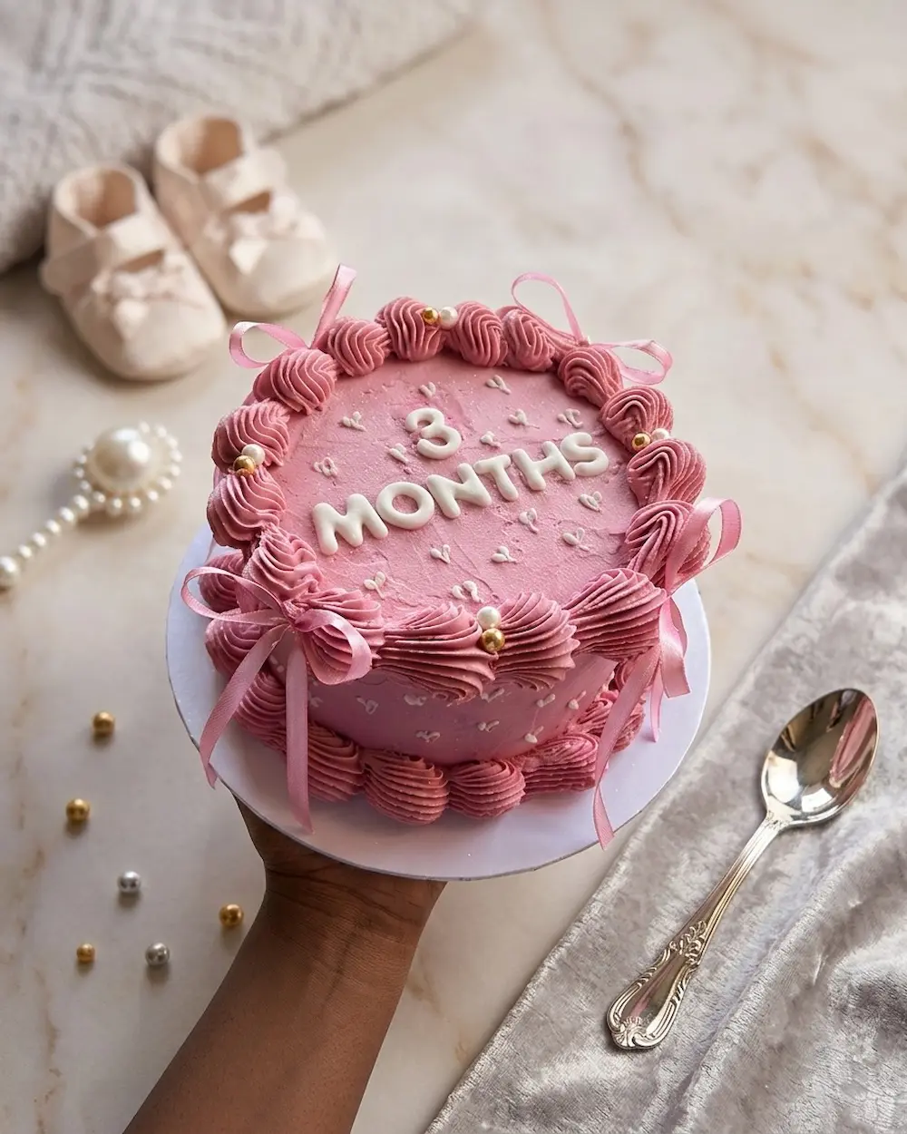 ribbons and rosettes cake