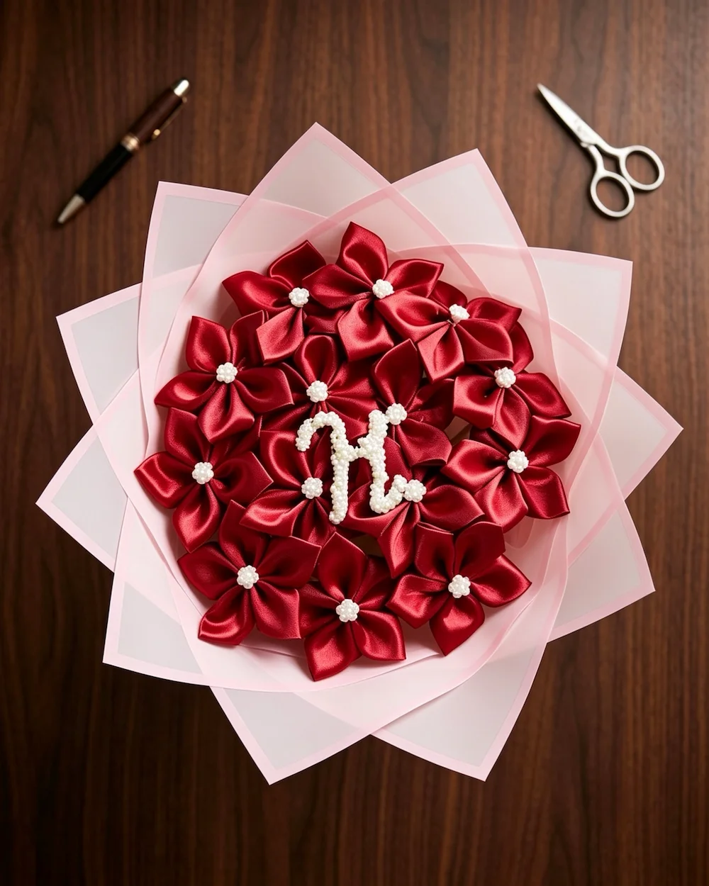 Midnight Romance Custom Plumeria Satin Bouquet