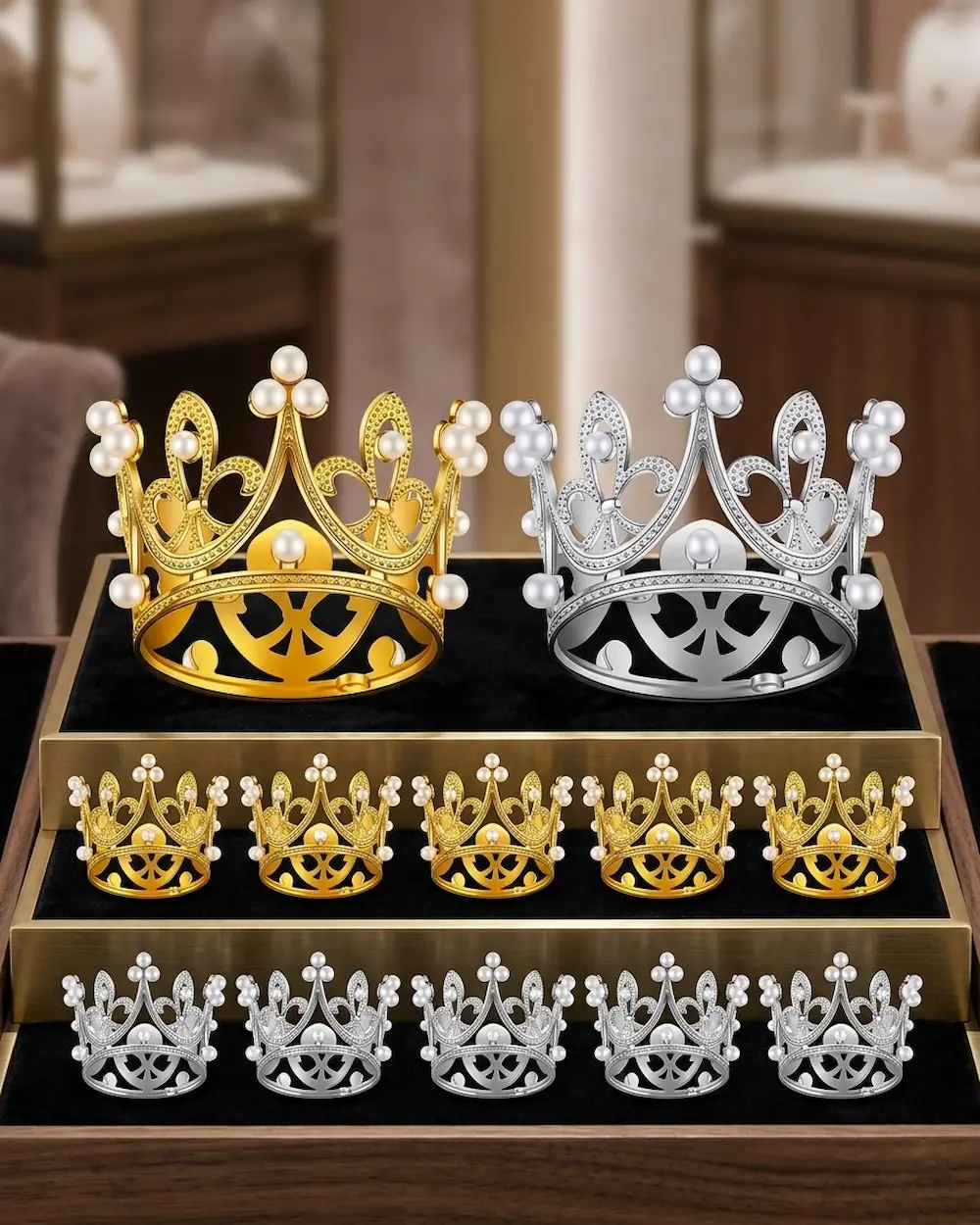 pearl embellished crowns