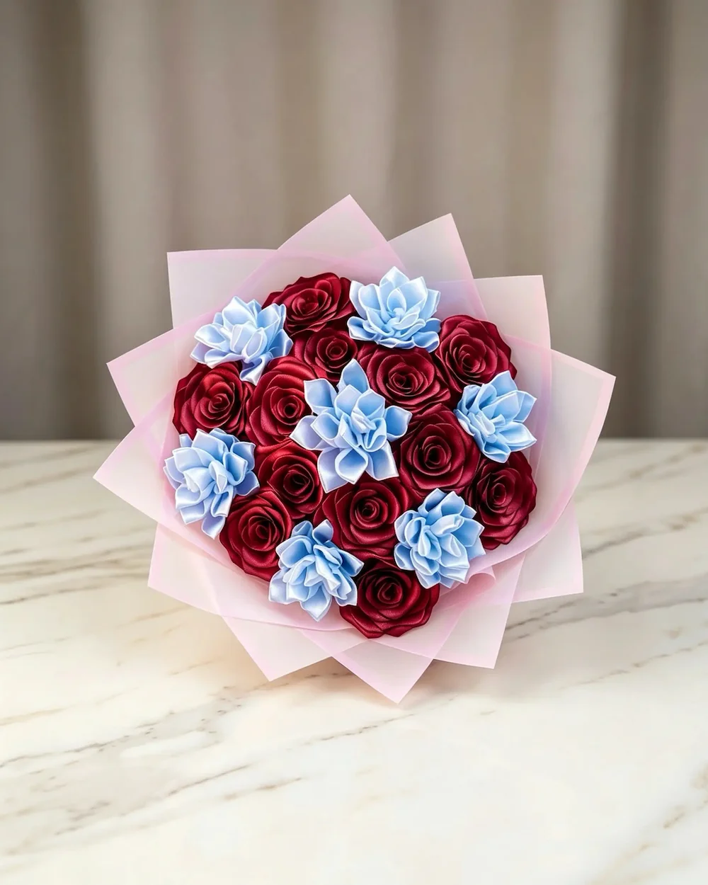 Royal Blush Dahlia Rose and Eternal Rose Mixed Bouquet